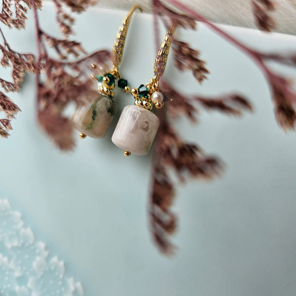 Sakura Agate "Blossoms" Drop Earrings