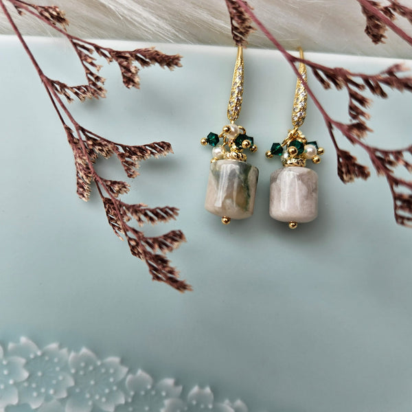 Sakura Agate "Blossoms" Drop Earrings