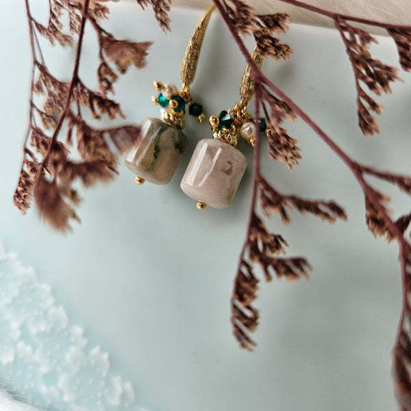 Sakura Agate "Blossoms" Drop Earrings