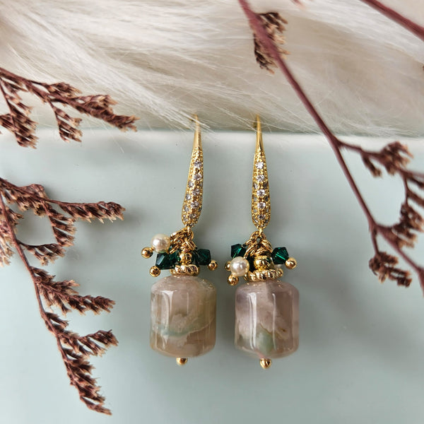 Sakura Agate "Blossoms" Drop Earrings