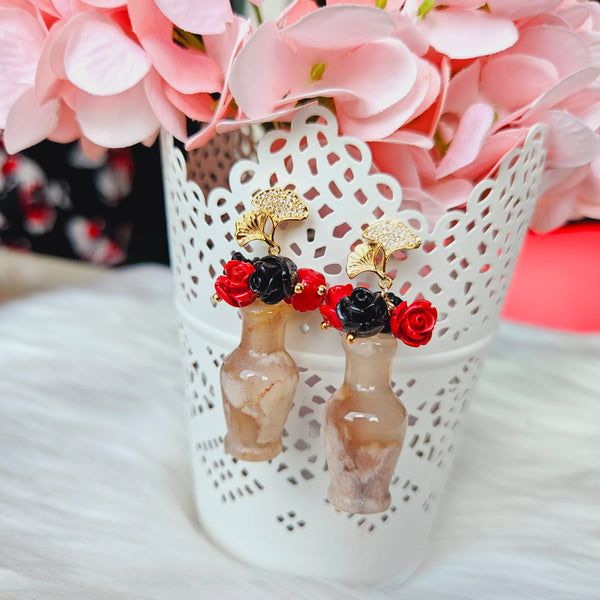 Sakura Agate "Flower Vase" Earrings