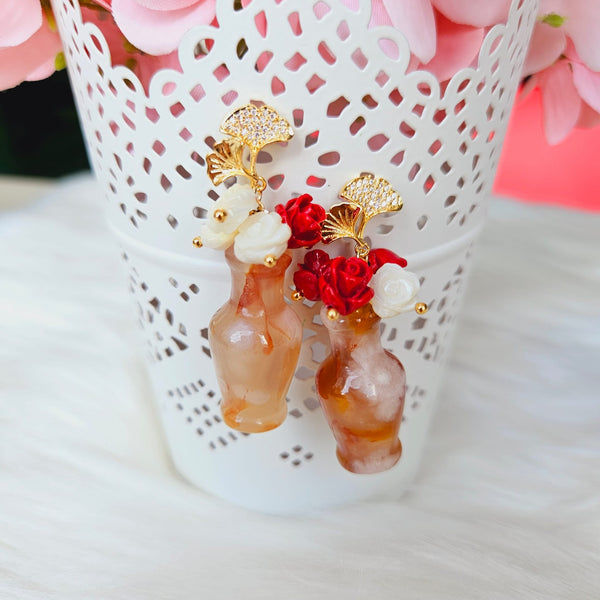 Sakura Agate "Flower Vase" Earrings