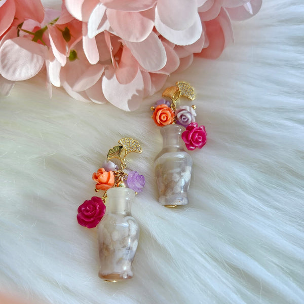 Sakura Agate "Flower Vase" Earrings