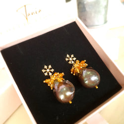 Black Baroque Pearl Earrings