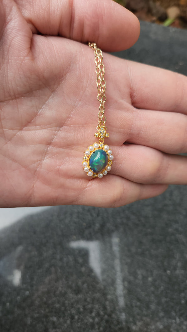 Ethopian Blue Fire Opal Necklace