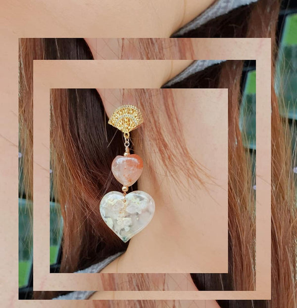 Sakura Agate "Hearts" Earrings