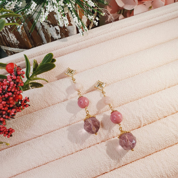 Rhodochrosite "Ombre" Earrings