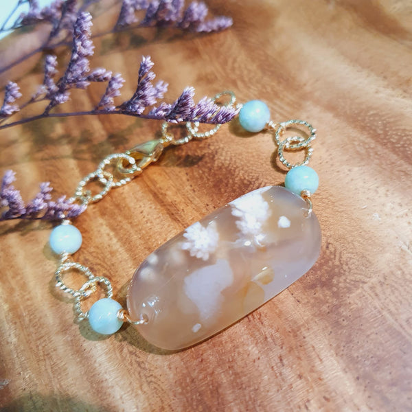 Sakura Agate "Mist" Half Bangle