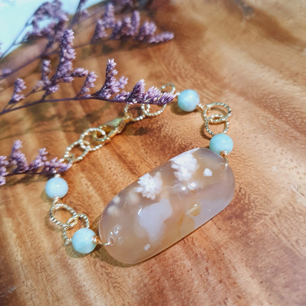 Sakura Agate "Mist" Half Bangle