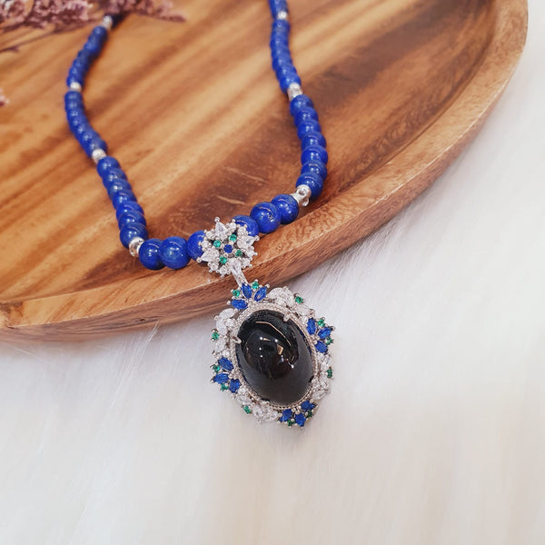 Black Jadeite with Lapis Lazuli Necklace