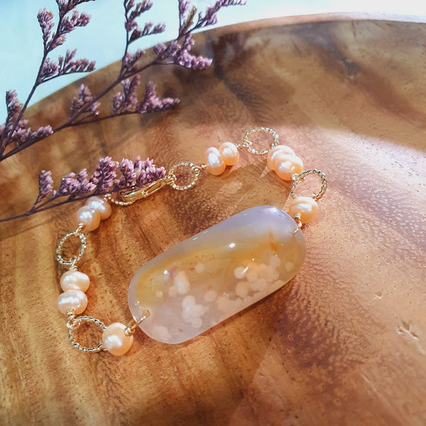 Sakura Agate "Blossoms" Half Bangle