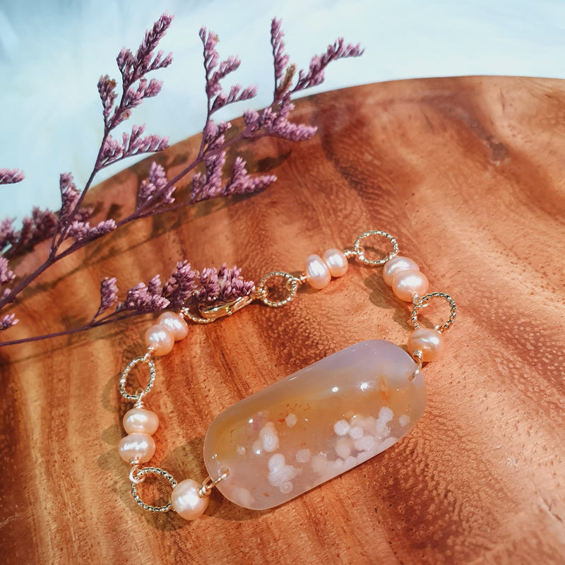 Sakura Agate "Blossoms" Half Bangle