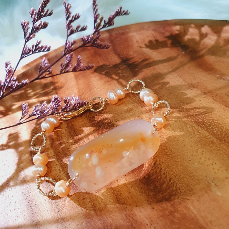 Sakura Agate "Blossoms" Half Bangle