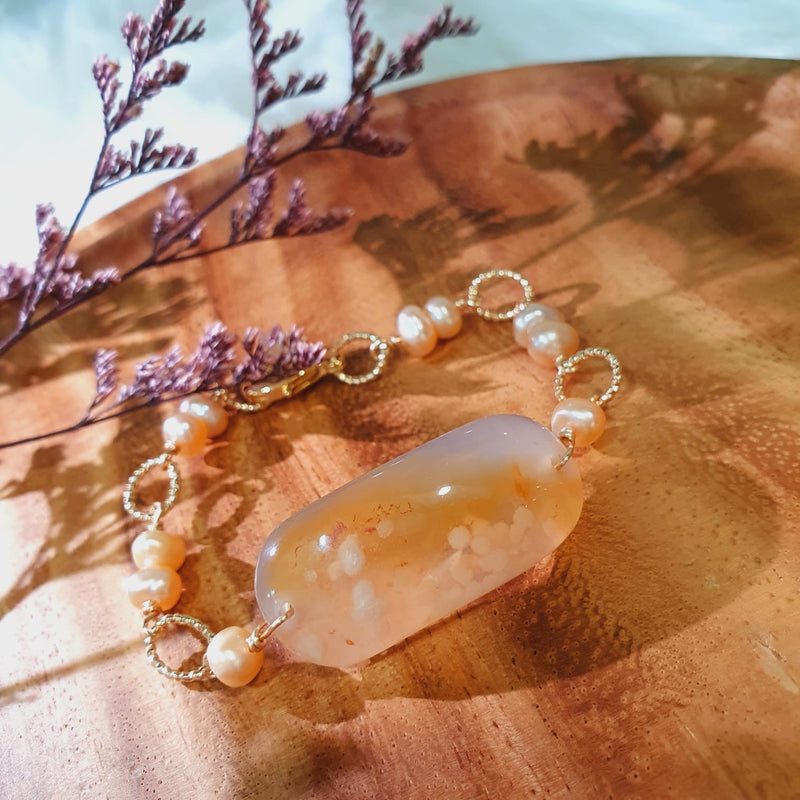 Sakura Agate "Blossoms" Half Bangle