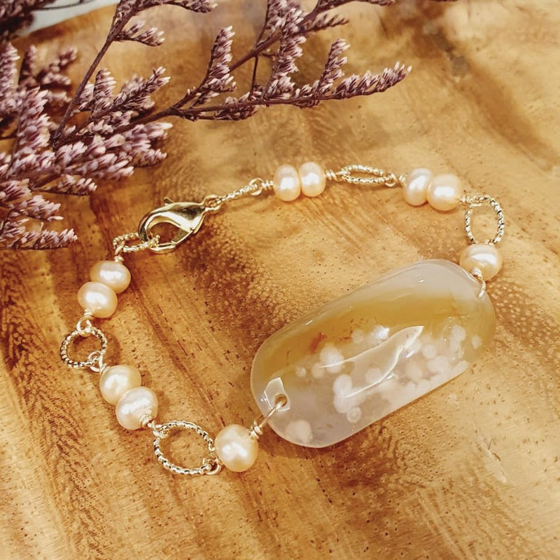 Sakura Agate "Blossoms" Half Bangle