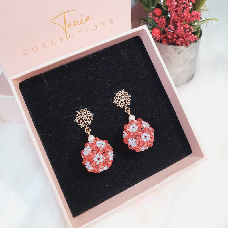 Peranakan Ball Earrings Pink