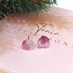 Pink Tourmaline "Roses" Stud Earrings