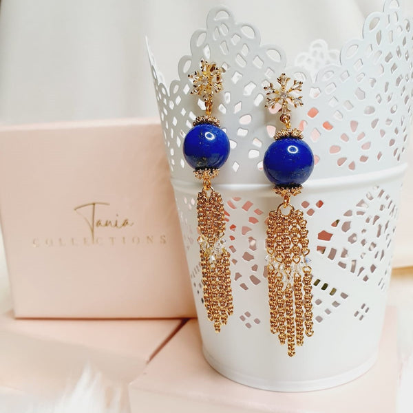 Blue Lapis Lazuli Tassel Earrings