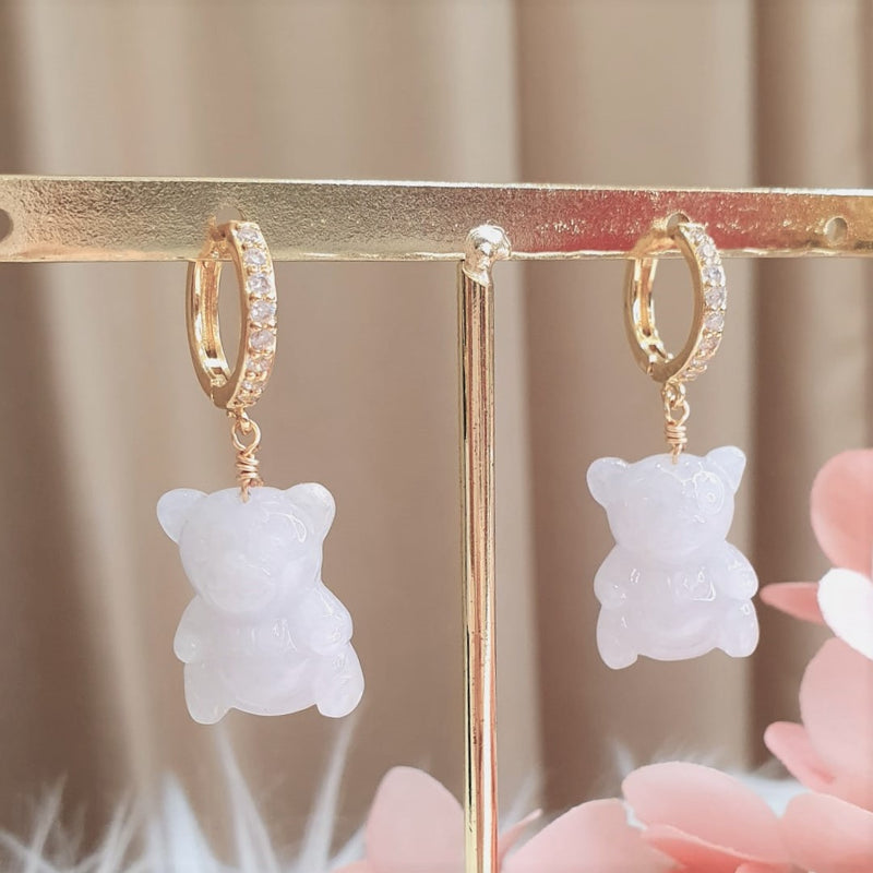 Jadeite Bear Earrings