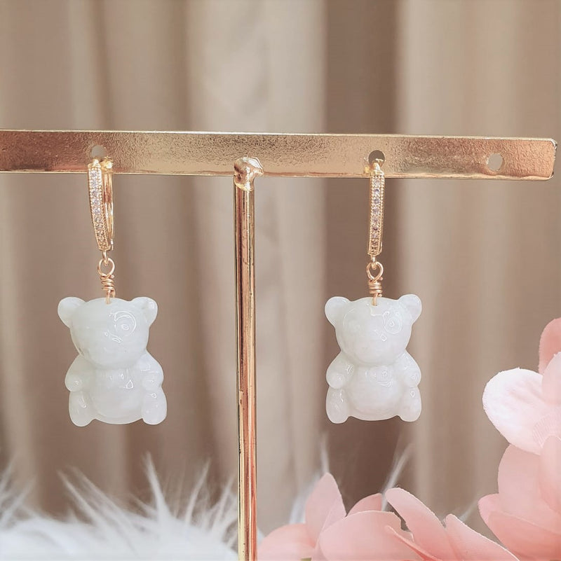 Jadeite Bear Earrings