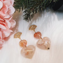 Sakura Agate "Hearts" Earrings