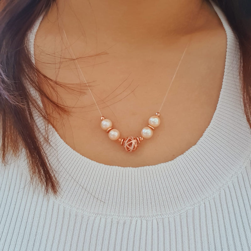 White Floating Pearl Necklace