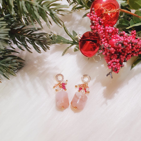 Sakura Agate "Pink Blossoms" Drop Earrings