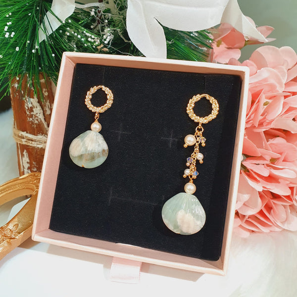 Sakura Agate "Shell" Earrings