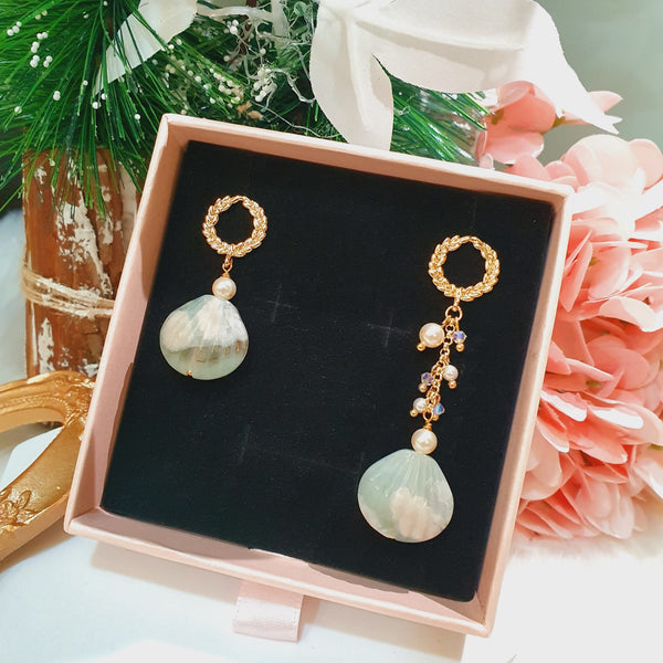 Sakura Agate "Shell" Earrings