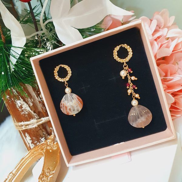 Sakura Agate "Shell" Earrings