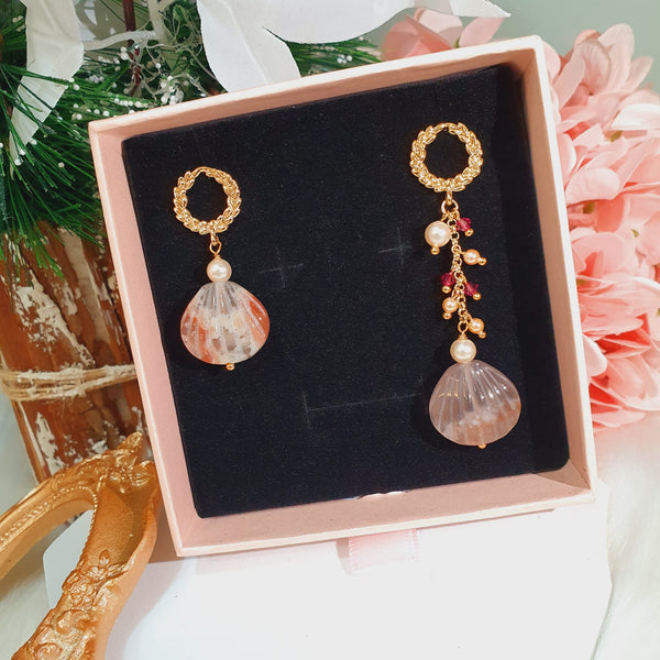 Sakura Agate "Shell" Earrings