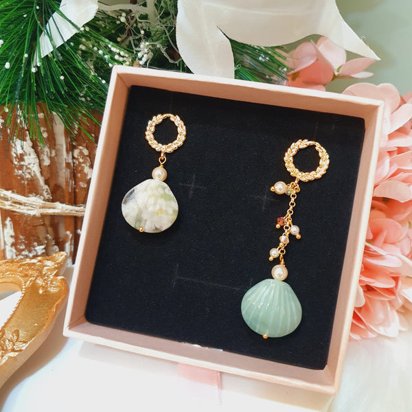 Sakura Agate "Shell" Earrings