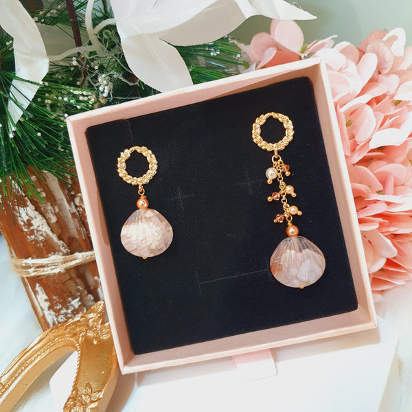 Sakura Agate "Shell" Earrings