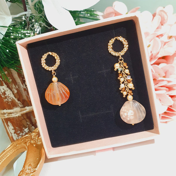 Sakura Agate "Shell" Earrings