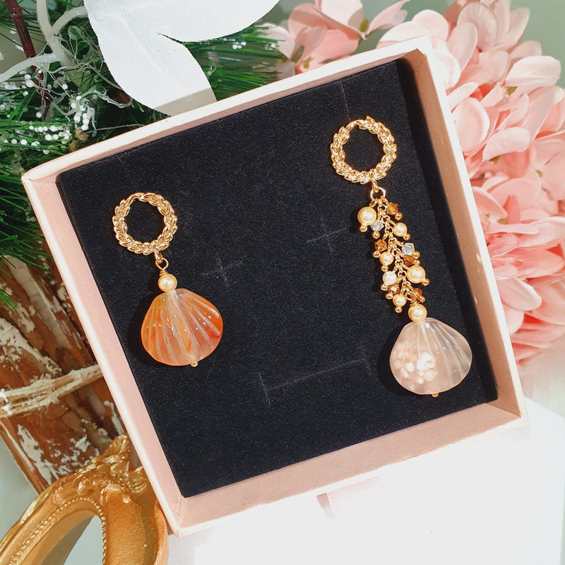 Sakura Agate "Shell" Earrings